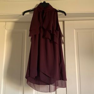 White House Black Market, Maroon Tunic Top, Size 0